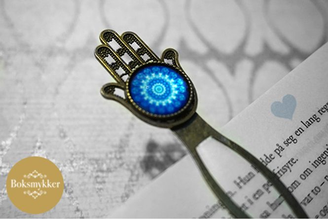 Hovedbilde Bokmerke Hamsa hånd blå